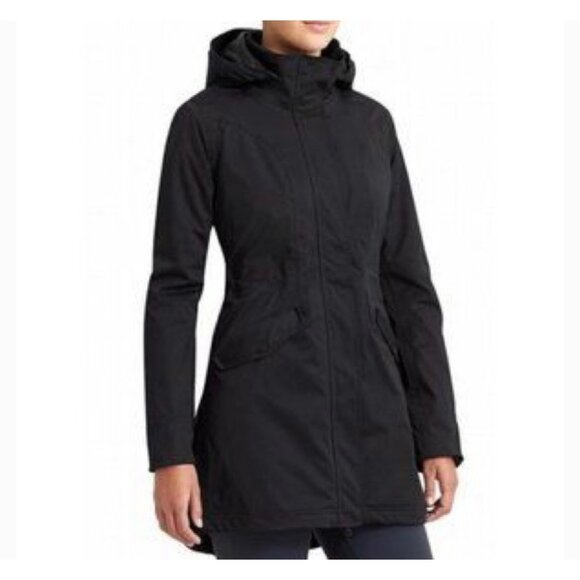 Athleta Black Hooded Chills Parka Jacket Coat - Picture 3 of 12